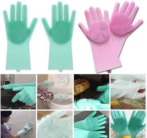 Durable Magic Silicone Gloves for Quick and Easy Dishwashing